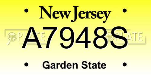 A7948S New Jersey License Plate