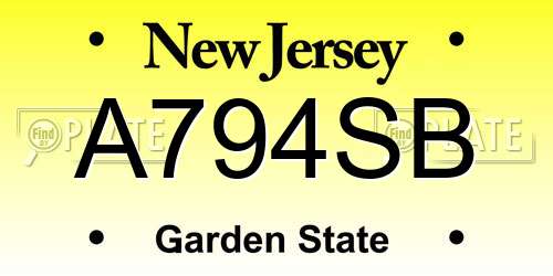 A794SB New Jersey License Plate