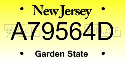 A79564D New Jersey License Plate