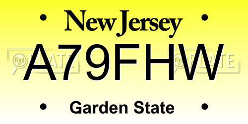 A79FHW New Jersey License Plate