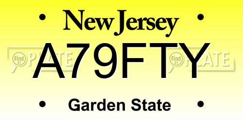 A79FTY New Jersey License Plate
