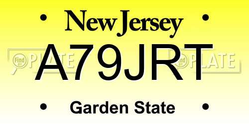 A79JRT New Jersey License Plate