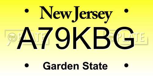 A79KBG New Jersey License Plate