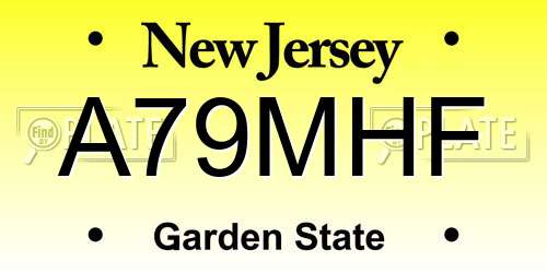A79MHF New Jersey License Plate