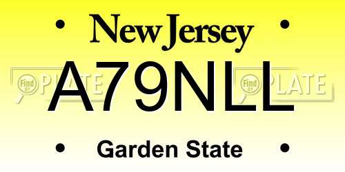 A79NLL New Jersey License Plate