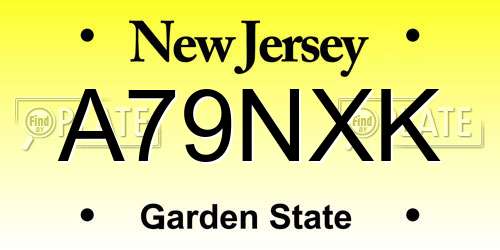 A79NXK New Jersey License Plate