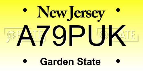 A79PUK New Jersey License Plate