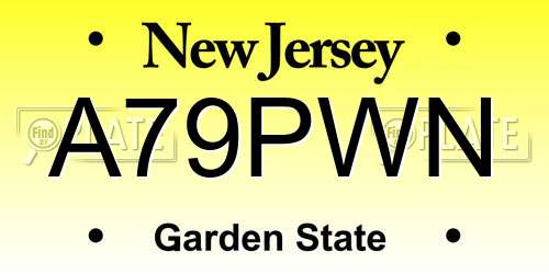 A79PWN New Jersey License Plate