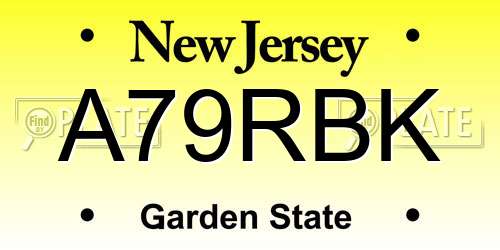 A79RBK New Jersey License Plate