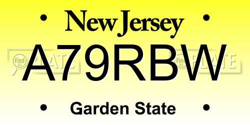 A79RBW New Jersey License Plate