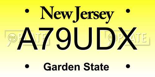 A79UDX New Jersey License Plate