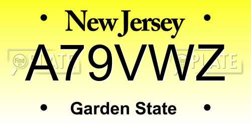 A79VWZ New Jersey License Plate
