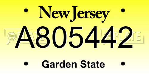 A805442 New Jersey License Plate