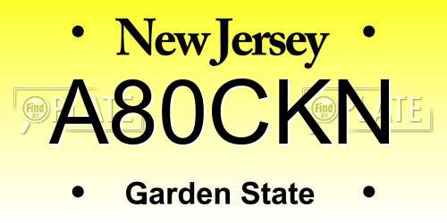 A80CKN New Jersey License Plate