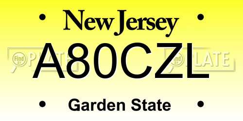 A80CZL New Jersey License Plate