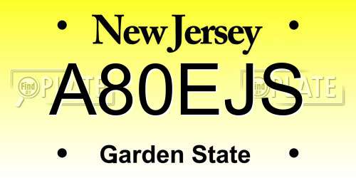 A80EJS New Jersey License Plate