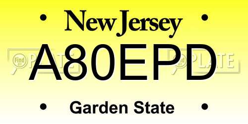A80EPD New Jersey License Plate