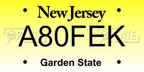 A80FEK New Jersey License Plate