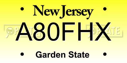 A80FHX New Jersey License Plate