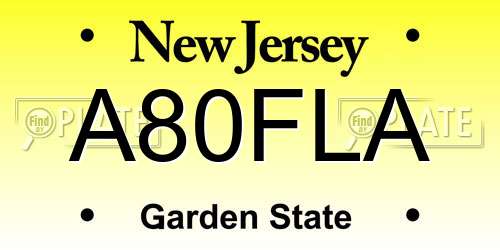 A80FLA New Jersey License Plate