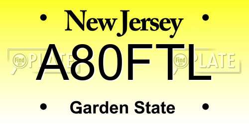 A80FTL New Jersey License Plate