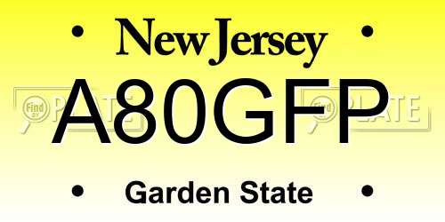 A80GFP New Jersey License Plate
