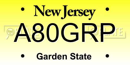 A80GRP New Jersey License Plate