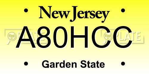 A80HCC New Jersey License Plate