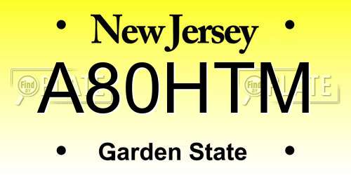 A80HTM New Jersey License Plate