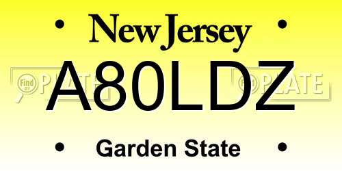 A80LDZ New Jersey License Plate