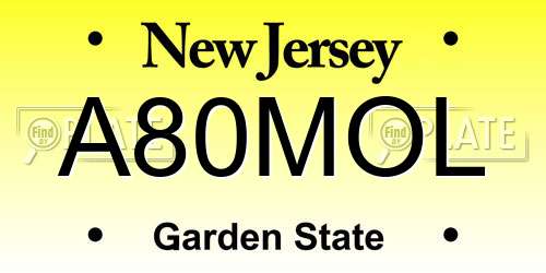 A80MOL New Jersey License Plate