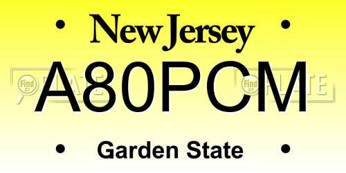 A80PCM New Jersey License Plate