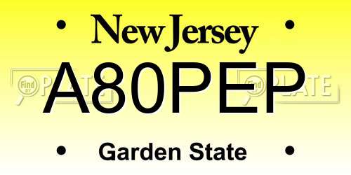 A80PEP New Jersey License Plate