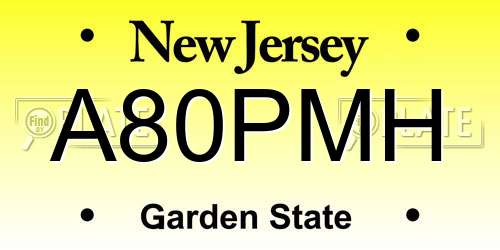 A80PMH New Jersey License Plate