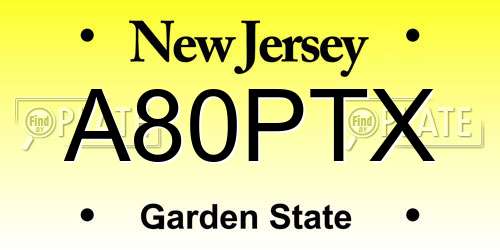 A80PTX New Jersey License Plate