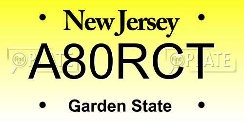 A80RCT New Jersey License Plate