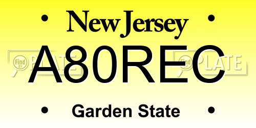 A80REC New Jersey License Plate