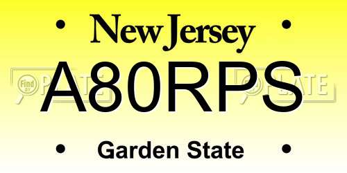 A80RPS New Jersey License Plate