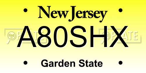 A80SHX New Jersey License Plate
