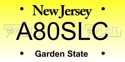 A80SLC New Jersey License Plate