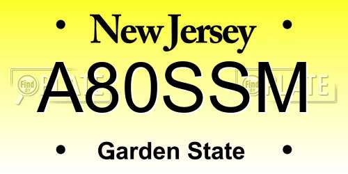 A80SSM New Jersey License Plate