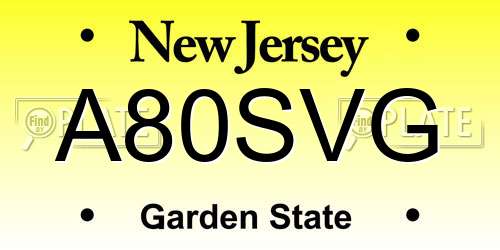 A80SVG New Jersey License Plate