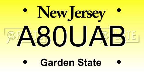 A80UAB New Jersey License Plate
