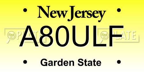 A80ULF New Jersey License Plate