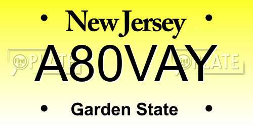 A80VAY New Jersey License Plate
