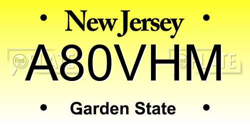 A80VHM New Jersey License Plate