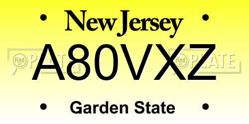 A80VXZ New Jersey License Plate