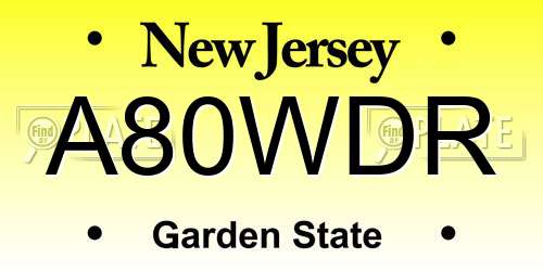 A80WDR New Jersey License Plate