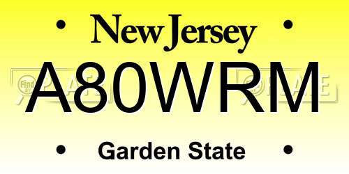 A80WRM New Jersey License Plate