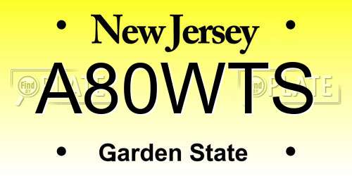 A80WTS New Jersey License Plate